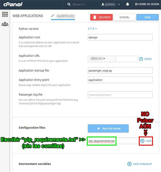 escribir pip_requeriments aplicación